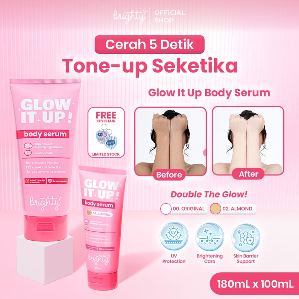 Brighty Glow It Up Body Serum 180ml Original + Glow It Up Body Serum Shades 02 Almond 100ml