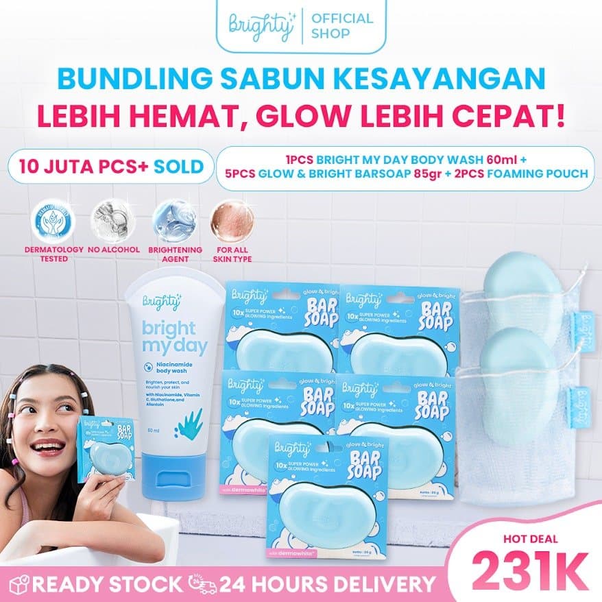 Brighty Glow & Bright Bar Soap + Bright My Day Body Wash 60ml