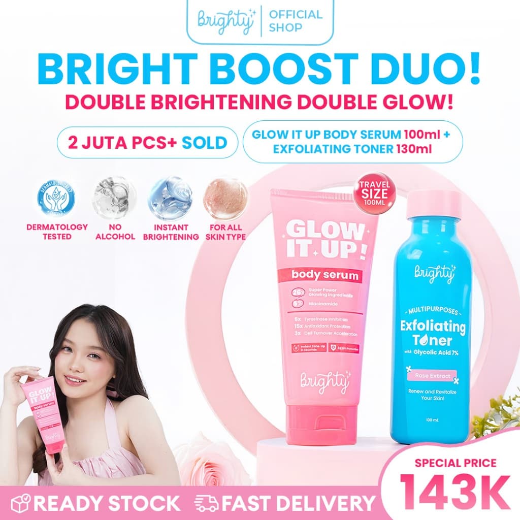 [100ml] Brighty Glow It Up Body Serum X Brighty Multipurpose Exfoliating Toner