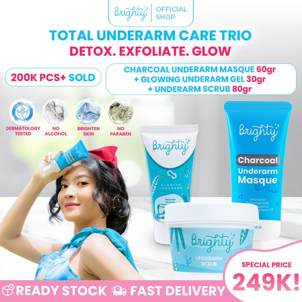 Brighty Charcoal Underarm Masque X Glowing Underarm Cream X Glowing Underarm Scrub