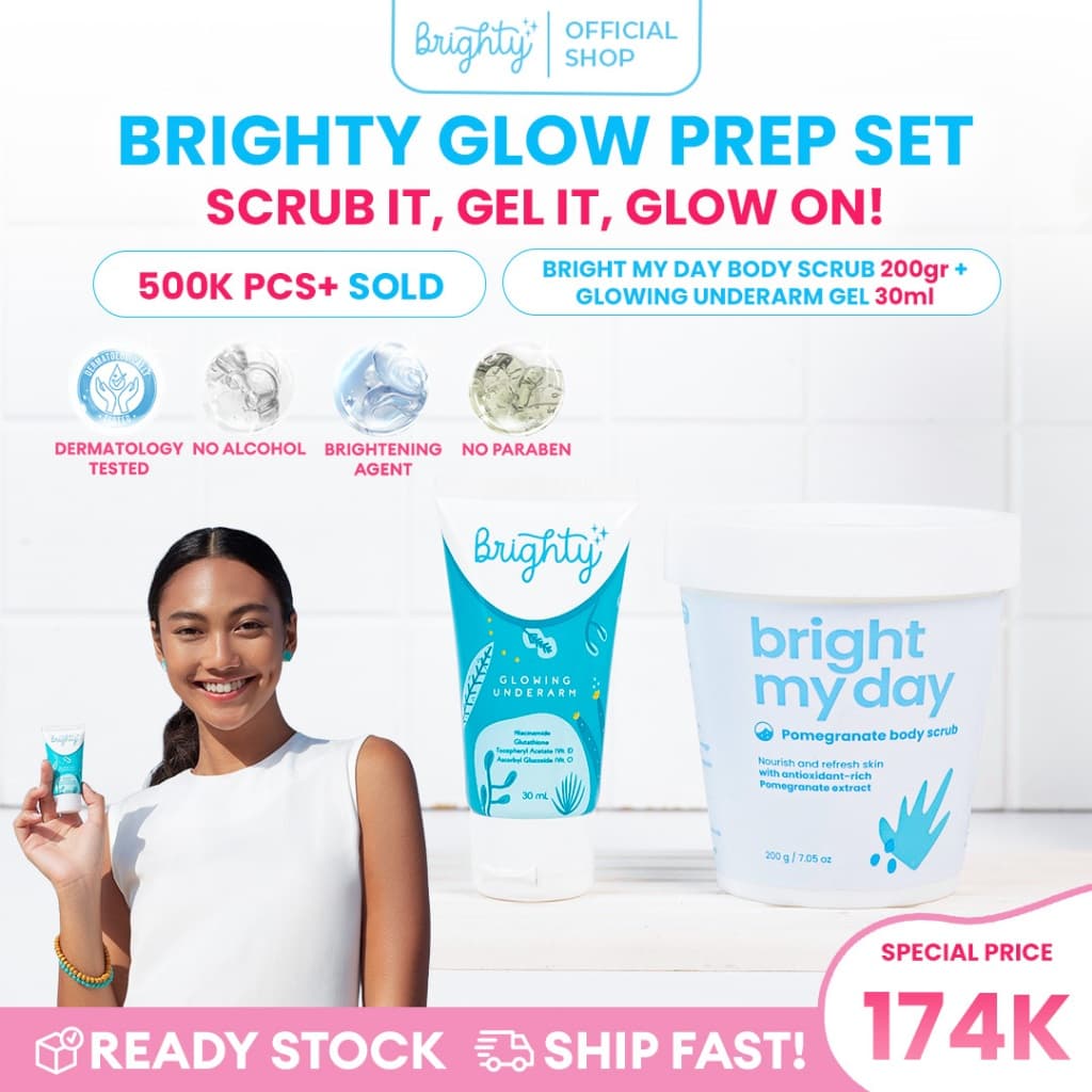 Brighty Glowing Underarm Cream X Bright My Day Pomegranate Body Scrub