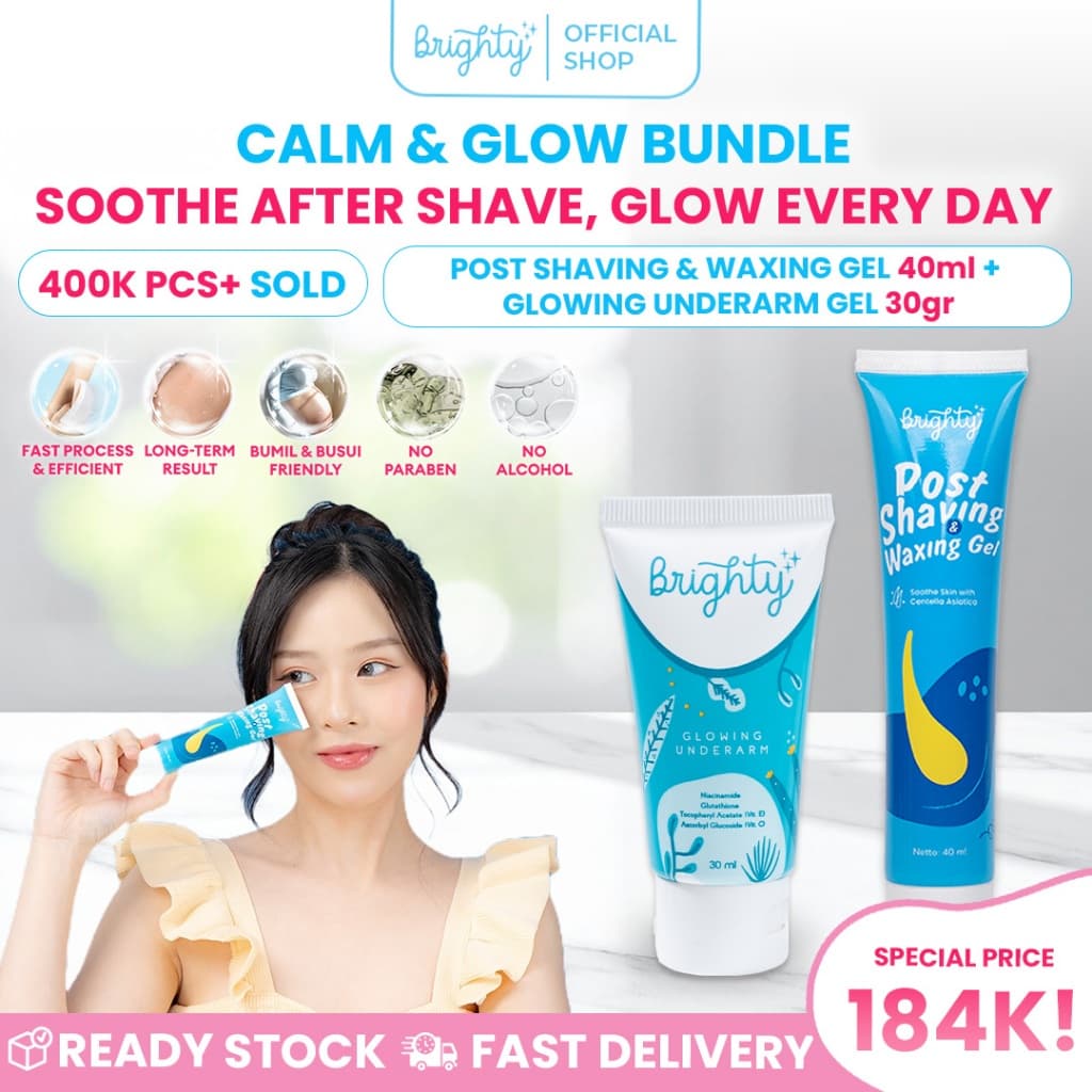 Brighty Post Shaving & Waxing Gel & Glowing Underarm Penghambat pertumbuhan bulu Gel Waxing Gel After Shaving Waxing Hair Removal Pelambat Pertumbuhan Bulu IPL Cream Laser IPL Gel Pencukur bulu cream cukur cream ipl bpom Pencerah Pelembab Ketiak Hitam