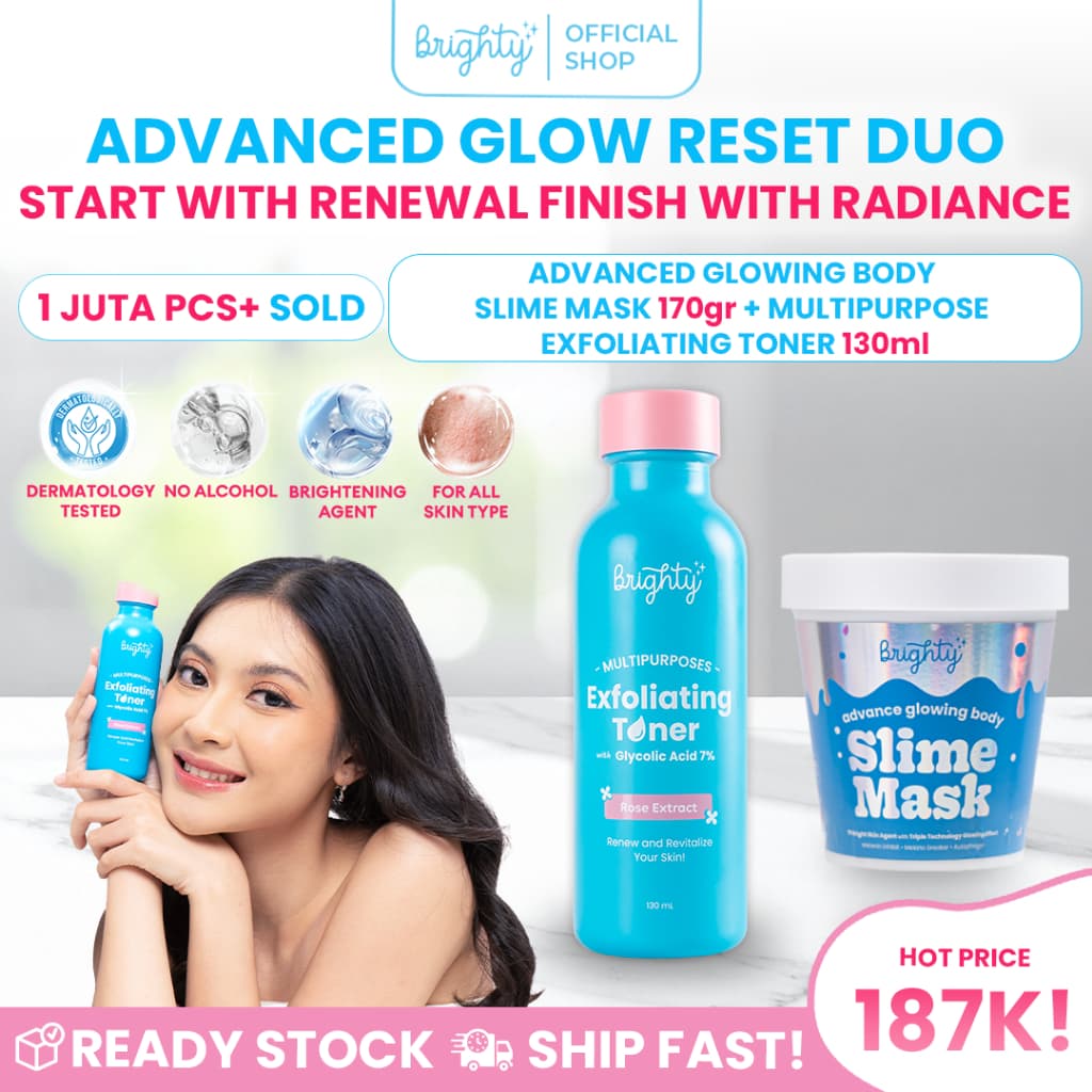 Brighty Multipurpose Exfoliating Toner X Advanced Glowing Body Slime Mask