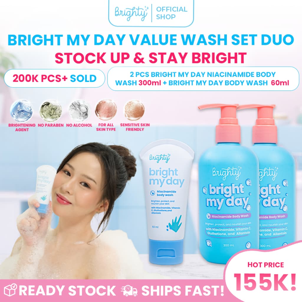 Brighty Bundle Bright My Day  Niacinamide Body Wash 300 ML 2pcs X Bright My Day Niacinamide Body Wash 60 ML