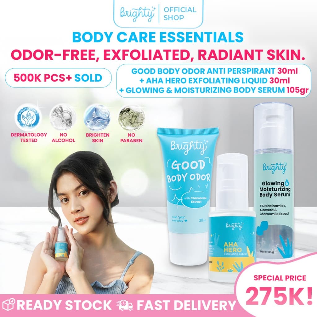 Brighty Good Body Odor X AHA Hero Exfoliating Liquid X Glowing & Moisturizing Body Serum 4% Niacinamide