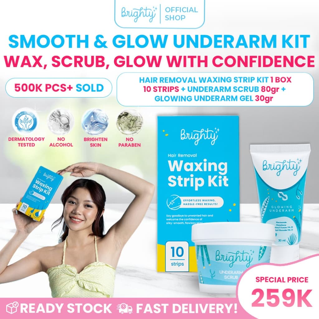 BRIGHTY HAIR REMOVAL WAXING STRIP KIT X GLOWING UNDERARM X UNDERARM SCRUB