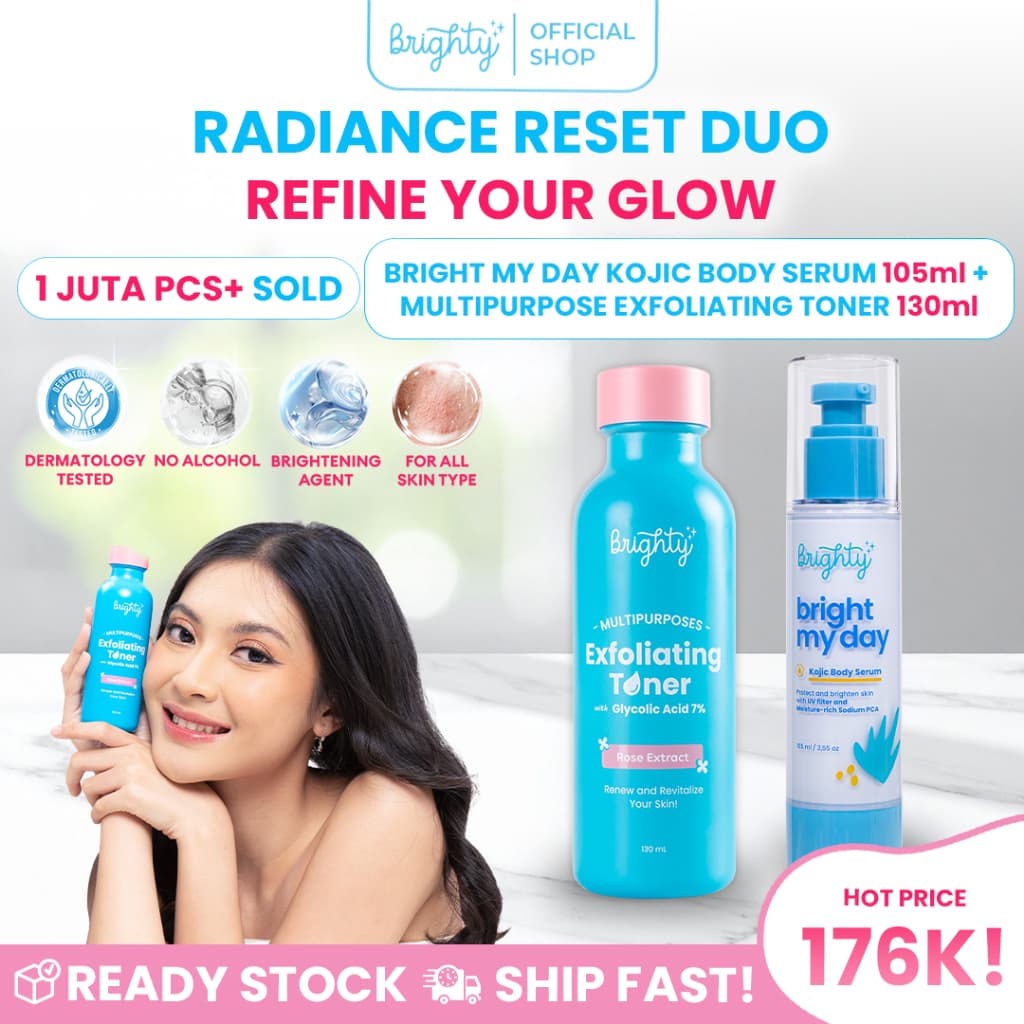 Brighty Multipurpose Exfoliating Toner X Brighty Bright My Day Kojic Body Serum
