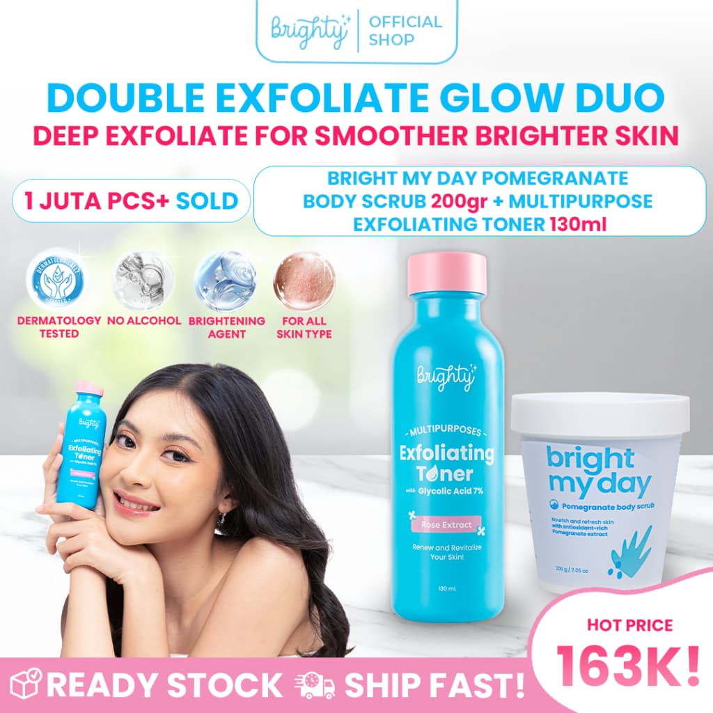 Brighty Multipurpose Exfoliating Toner X Bright My Day Pomegranate Body Scrub