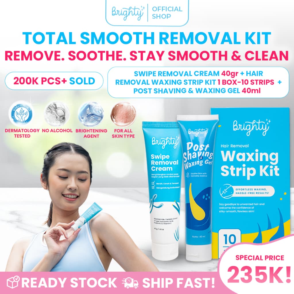Brighty Swipe Removal Cream X Waxing Strip Kit X Post Shaving & Waxing Gel
