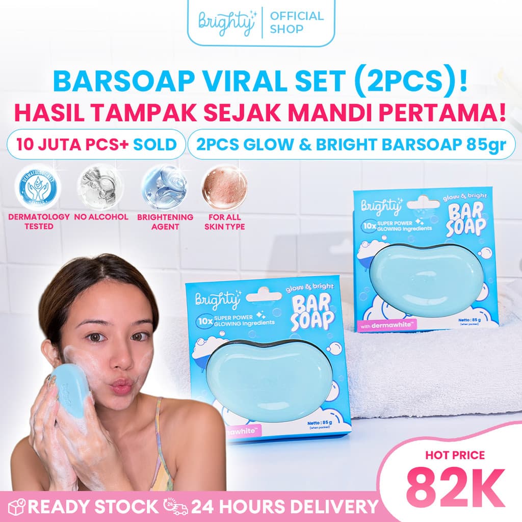 [READY STOCK] 2 Pcs Brighty Glow & Bright Bar Soap