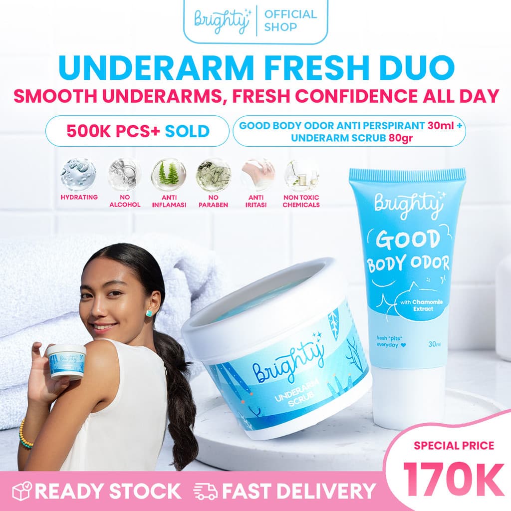 Brighty Good Body Odor X Glowing Underarm Scrub Perspirant Penghilang Bau Ketiak Deodoran Tahan Seharian Deodoran Tahan Bau Ketiak Eksfoliasi Kulit Mengurangi Kerutan Dan Garis Halus Scrub Tubuh  Ampuh Tahan Lama Wangi Seharian