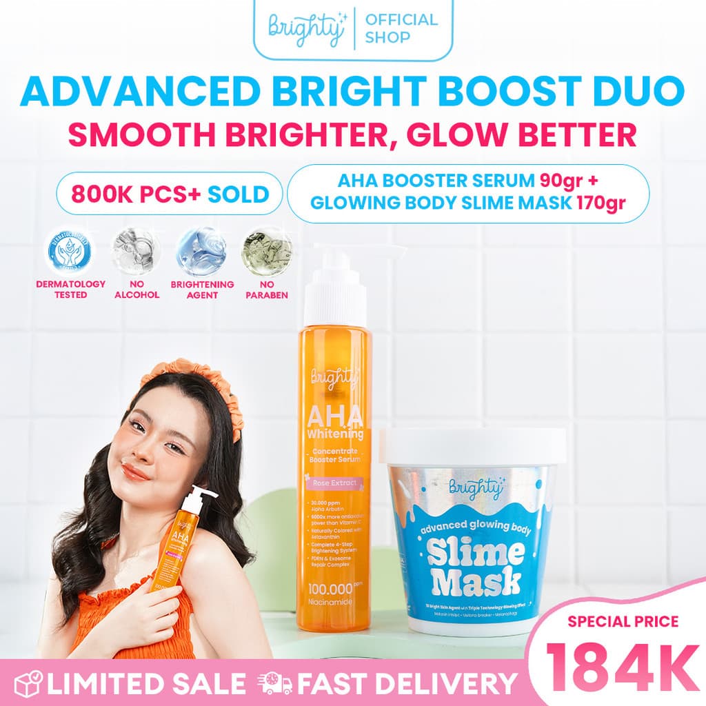 [BUNDLE] Brighty AHA Whitening Concentrate Booster Serum X Brighty Advanced Glowing Body Slime Mask