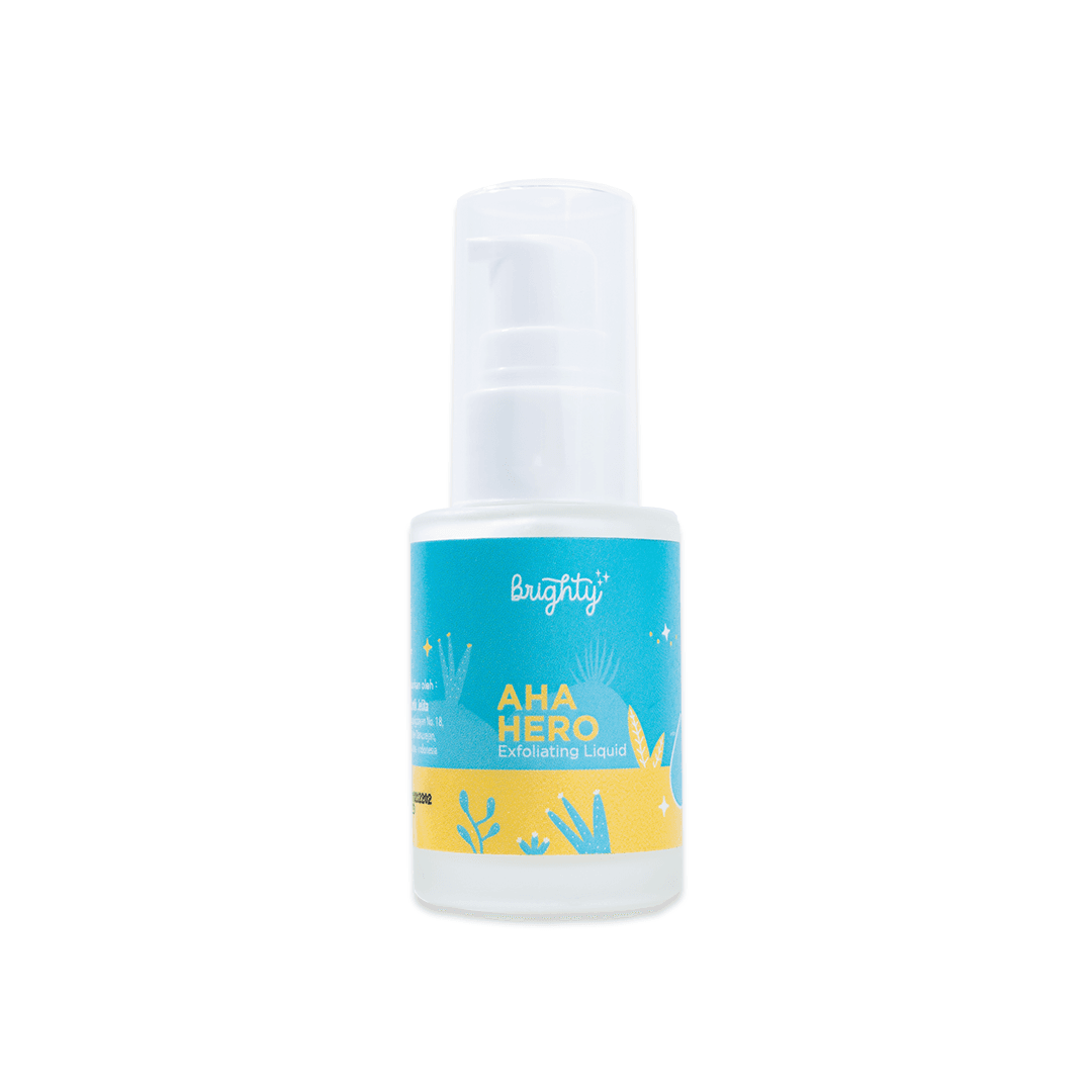 Brighty AHA Hero Exfoliating Liquid – Liquid Exfoliator AHA untuk Membantu Mengangkat Sel Kulit Mati, Mencerahkan, & Menghaluskan Kulit Kusam dan Tidak Merata