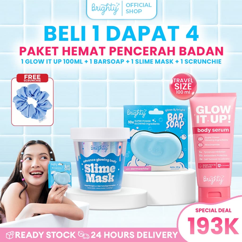 Bighty Glow It Up Body Serum 100ml X Glow & Bright Bar Soap X Advance Glowing Body Slime Mask
