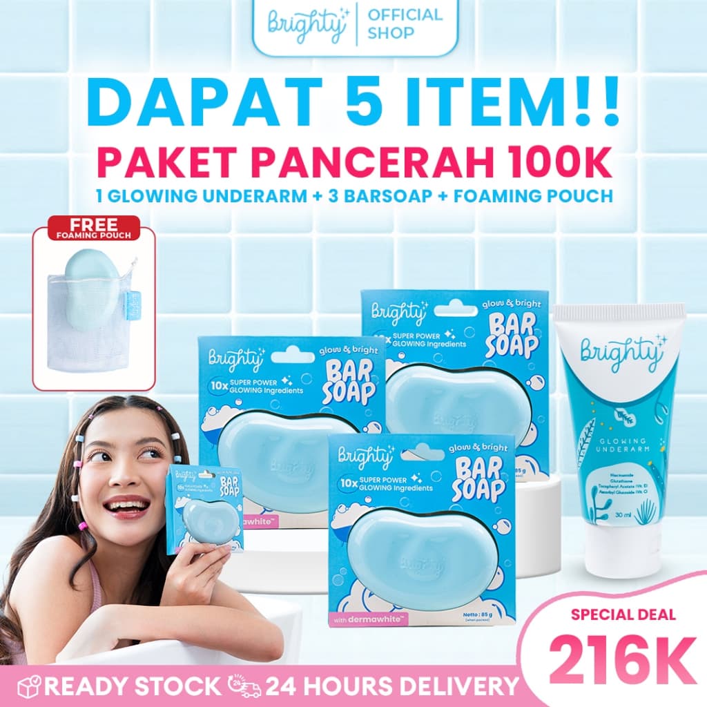 [PAKET PENCERAH] 3 Pcs Bighty Glow & Bright Bar Soap X 1 Pcs Glowing Underarm Body Soap Glowing